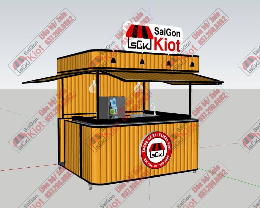bản vẽ 3D Kiot bán hàng