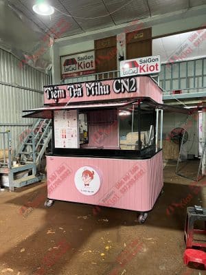 xe đẩy bán trà sữa lưu động mini mẫu 33