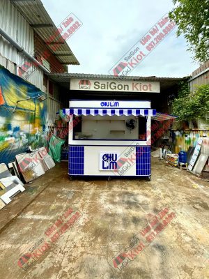 Kiot bán hàng màu xanh trắng mặt trước