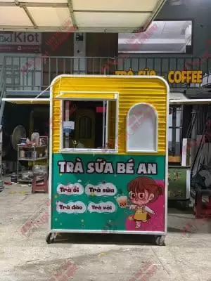 xe đẩy bán trà sữa lưu động mini