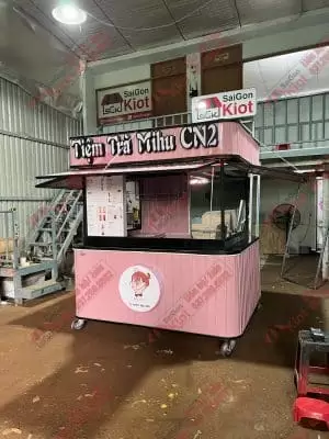 xe đẩy bán trà sữa lưu động mini mẫu 33