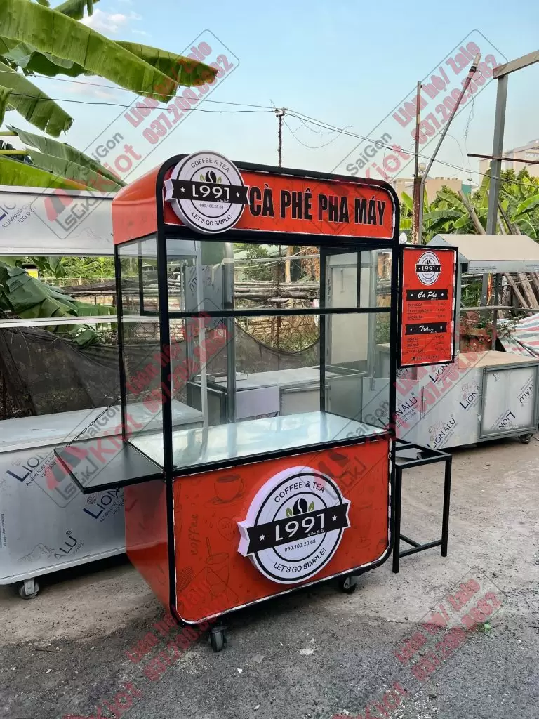 xe đẩy bán cà phê mang đi