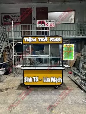 xe đẩy bán trà sữa, sinh tố, nước ép, mẫu 24