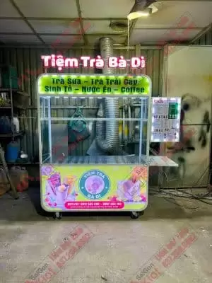 xe inox bán trà sữa